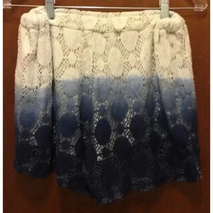 Woman VINTAGE HAVANA white Blue Ombré Lace Elastic Waist Shorts Medium Festival